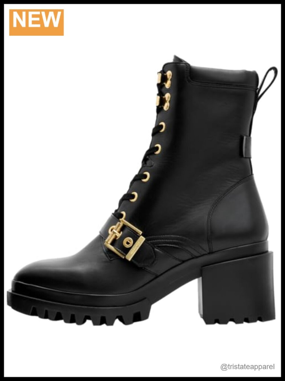 AllSaints Indaria Lace-Up Bootie Leather Mid-Calf Black